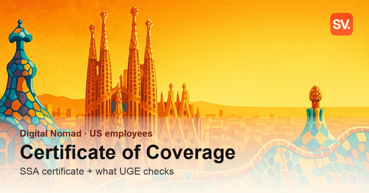 US Certificate of Coverage for Spain's Digital Nomad residency permit