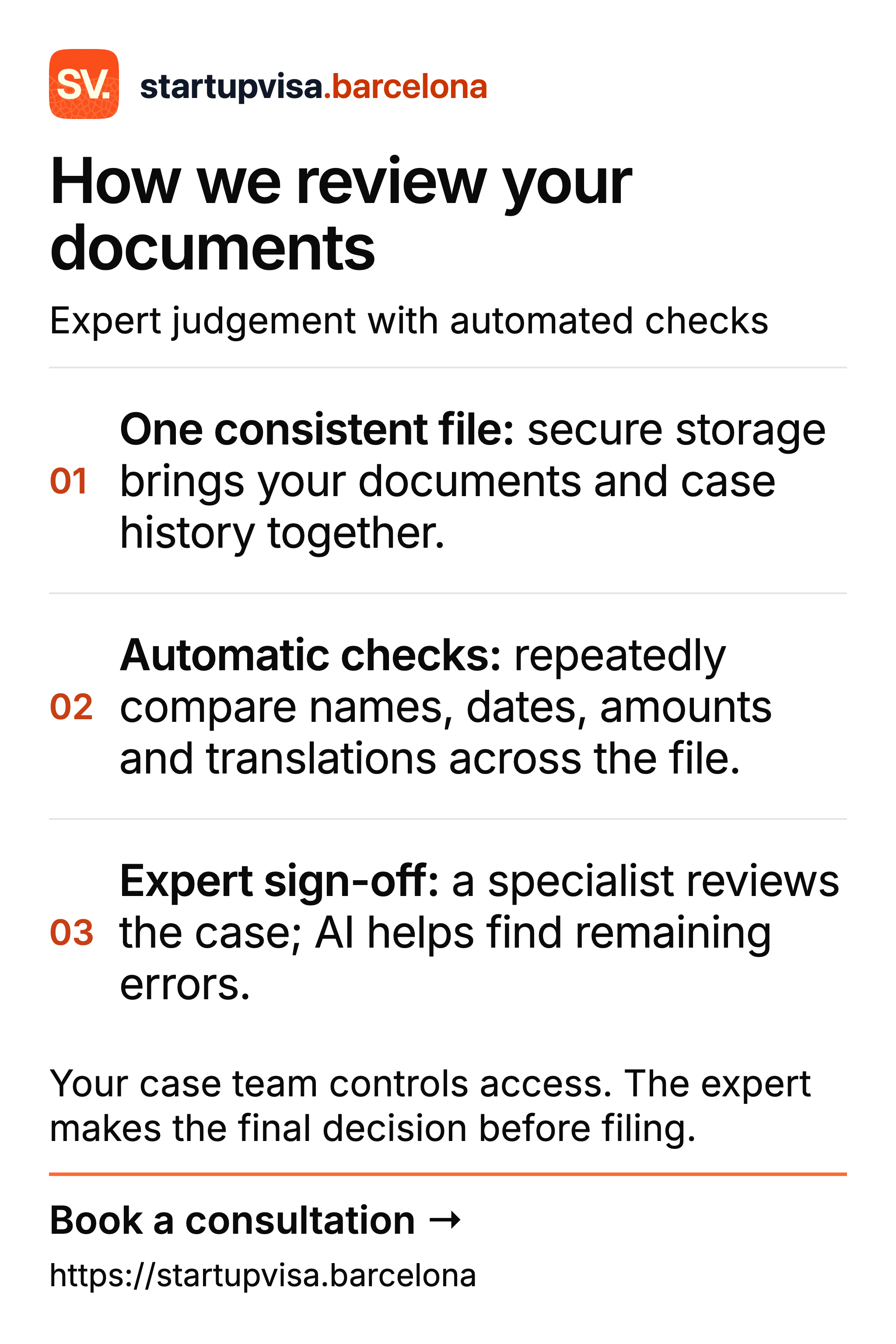 Document review: secure case storage, automatic data and translation checks, and expert sign-off